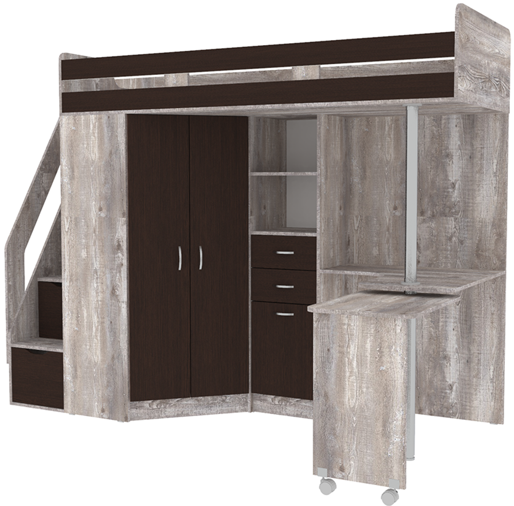 Кровать-чердак КарИВи Мийа Бетон Венге