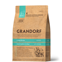 Grandorf Adult All Breeds 4Meat&Brown Rice - корм низкозерновой с пробиотиками для собак всех пород (четыре вида мяса с бурым рисом)