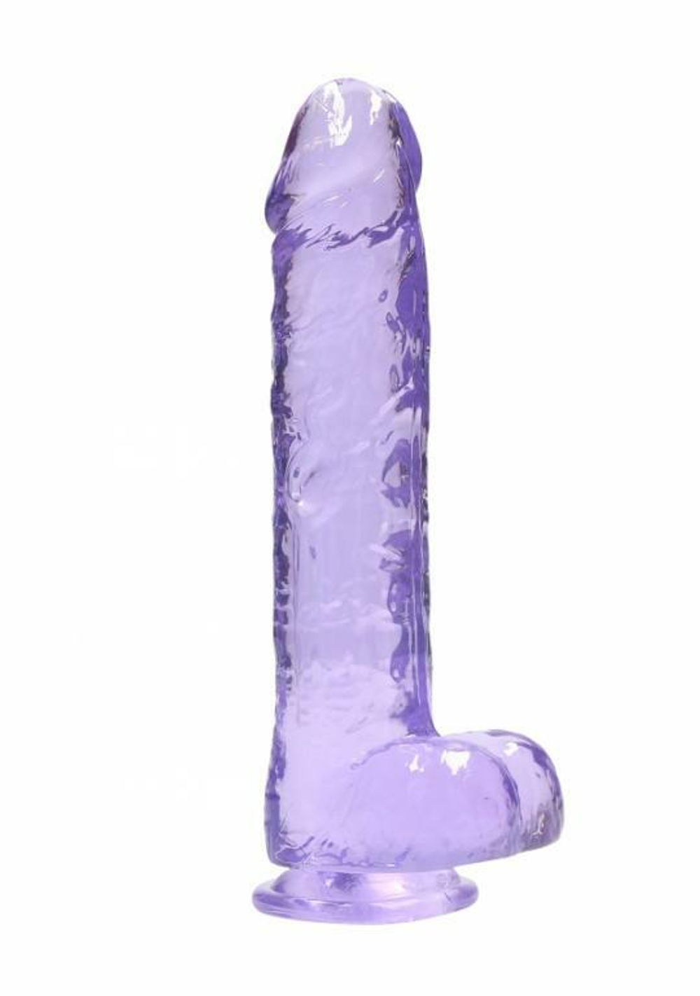 Прозрачный фиолетовый фаллоимитатор RealRock - 19 см