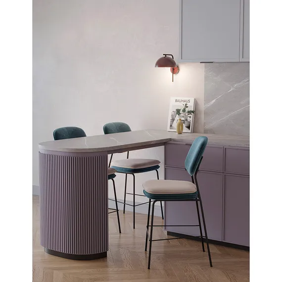 Стул полубарный pea, велюр, сине-зеленый/бежевый