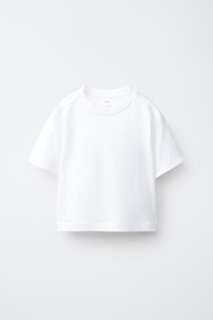 ZARA ОДНОТОННАЯ ФУТБОЛКА, БЕЛЫЙ