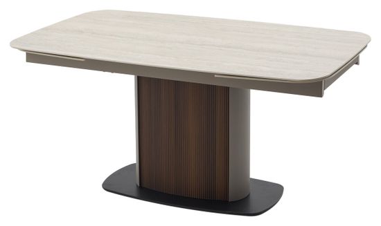 Стол DAGFINN 160 IVORY TRAVERTINE SOLID CERAMIC / Кофе / Орех