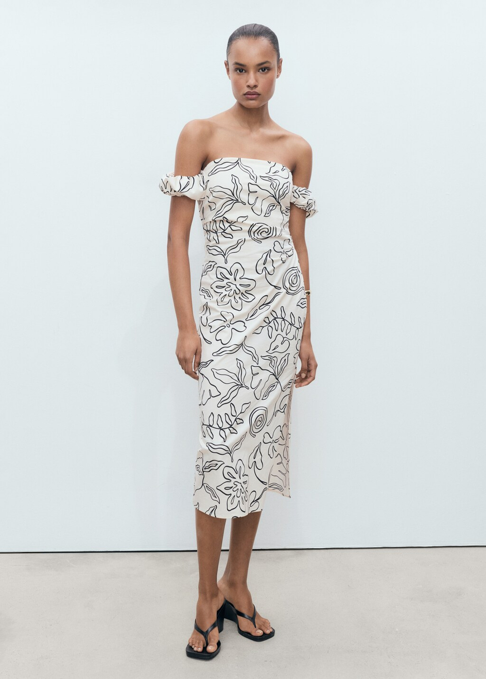 Платье с цветочным принтом без бретелей