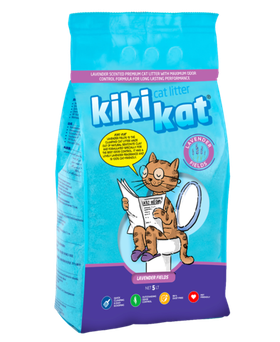 Наполнитель для кошачьего туалета "KikiKat" супер-белый комкующийся "Лаванда" 5л.