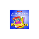 Картон цв. А-4 5л. 5цв. гофрирированный в папке асс. 129295