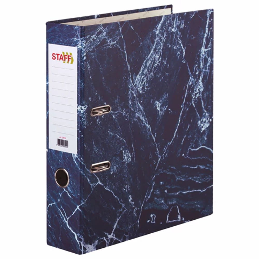 Папка-регистратор с мраморным покрытием, 70 мм, без уголка, синяя
