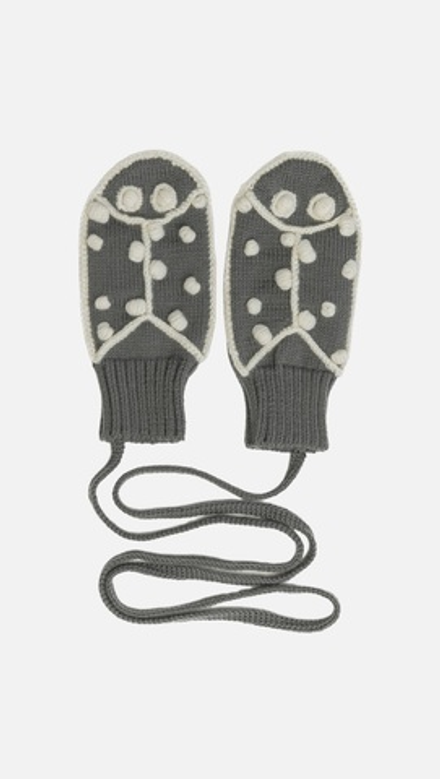 Серые варежки «Божья коровка»
