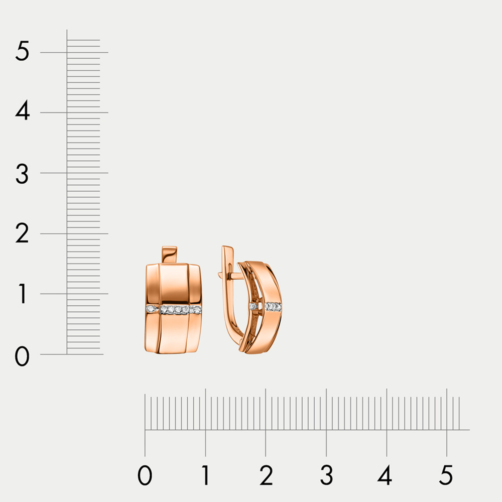 Серьги женские с фианитами из розового золота 585 пробы (арт. 121-1699_f-203)