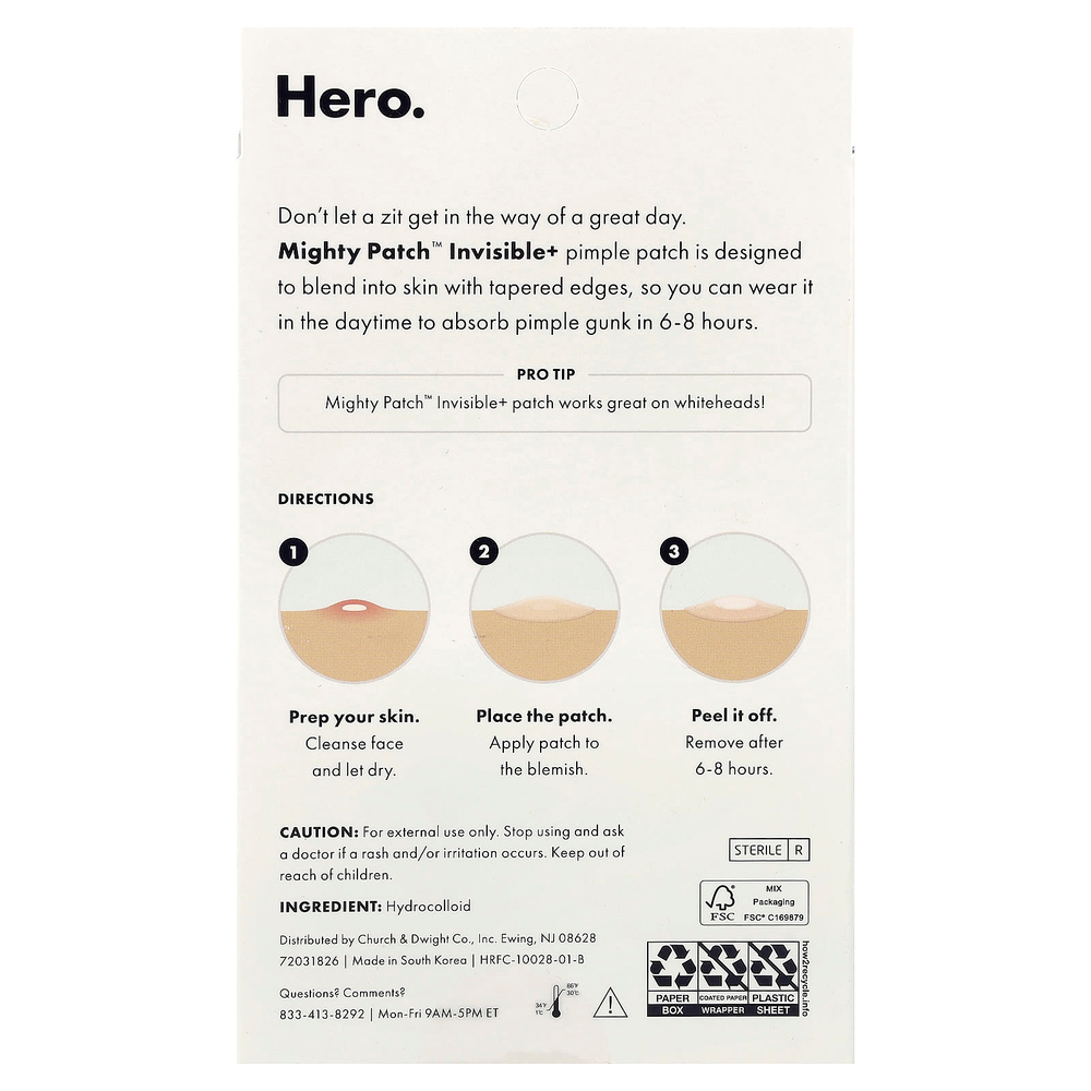 Hero Cosmetics, Mighty Patch™, Invisable+, 72 гидроколлоидных патча