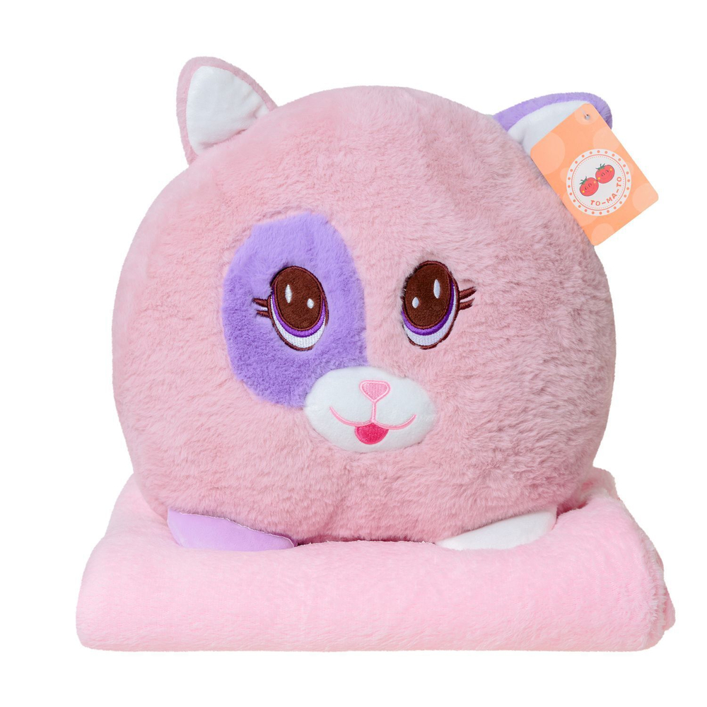 Мягкая игрушка Кот с пледом KiDWoW милый котик для девочек, мальчиков, малышей, детей, в подарок, для сна
