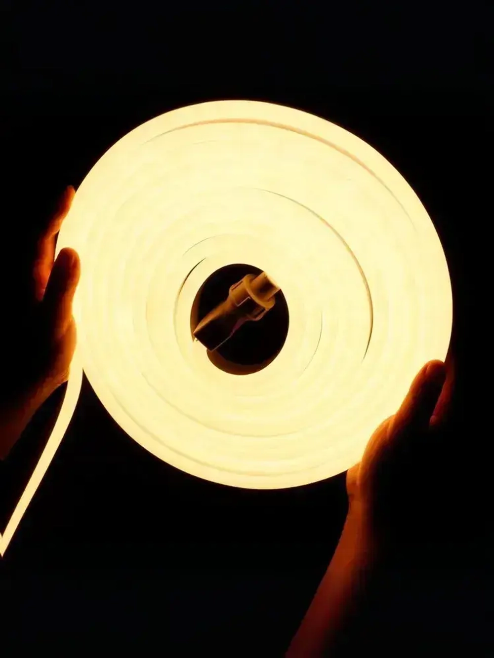 Светодиодная лента теплый белый, 5м, 12В, IP65, 120 LED/m + блок питания 220В, гибкий неон, неоновая подсветка.