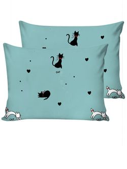 Наволочка комплект 2шт Simple House "Cat (полисатин)" 70х70 см