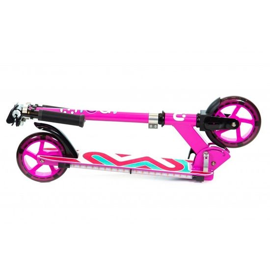 Складной двухколёсный самокат со светящимися колёсами и платформой Micar Flash 145 розовый