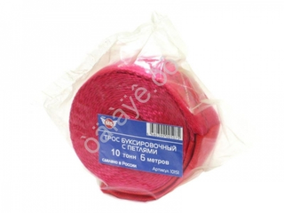 Трос буксира10т/6м лента М5 с петлям, шириной 50мм 10151