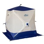 Палатка зимняя куб СЛЕДОПЫТ 1,5 х1,5 м, Oxford 210D PU 1000, S по полу 2,2 кв.м, цв. синий/белый
