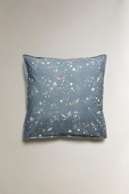 ZARA HOME ДВУСТОРОННЯЯ ДЕТСКАЯ НАВОЛОЧКА, ЭКРЮ/ГОЛУБОЙ