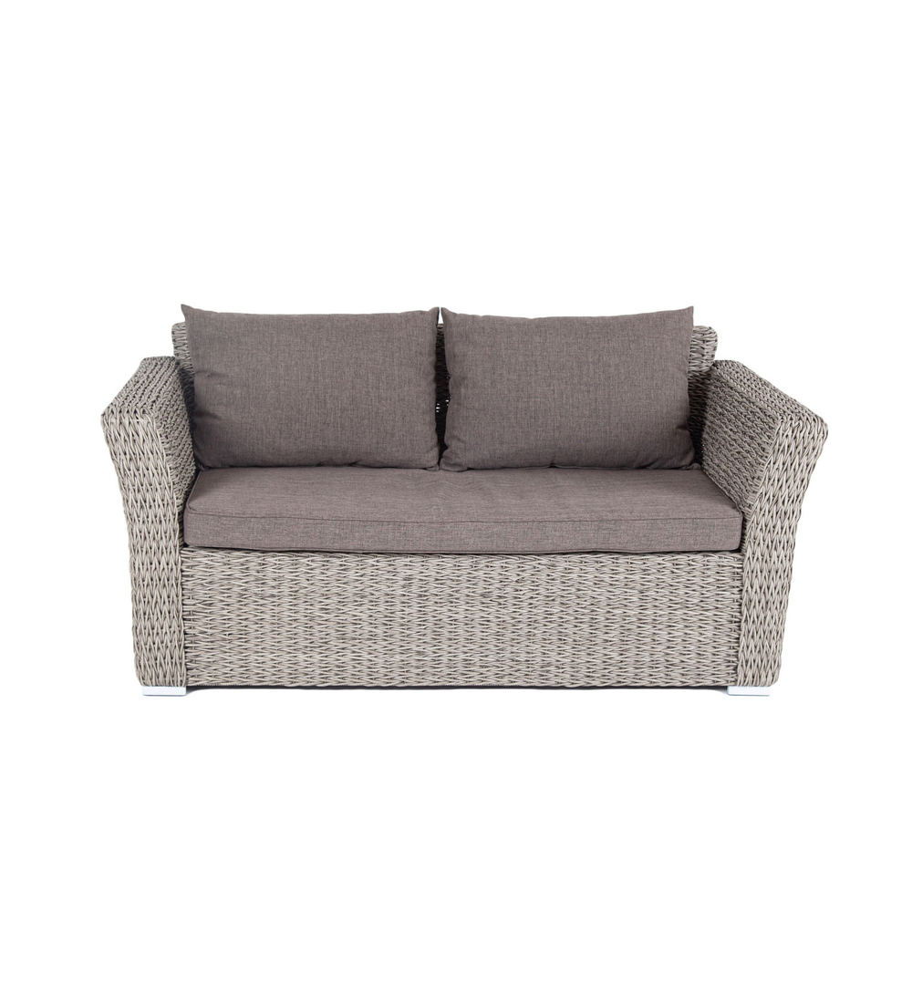 "Капучино" диван из искусственного ротанга (гиацинт) двухместный, цвет серый