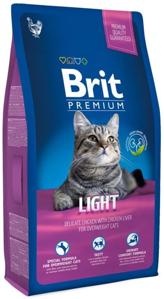 Brit Premium Сat Light 1,5кг корм для кошек склонных к излишнему весу с курицей и печенью Brit Premium Сat Light 1,5кг корм для кошек склонных к излишнему весу с курицей и печенью