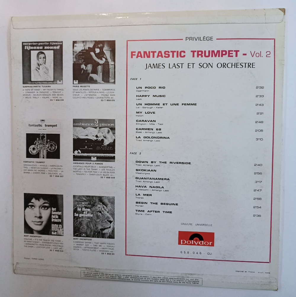 Винтажная виниловая пластинка LP James Last Et Son Orchestre Fantastic Trumpet Vol. 2 (France 1968)
