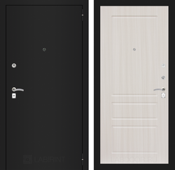 Входная металлическая дверь Лабиринт Classic (Классик) шагрень черная 03 - Сандал белый