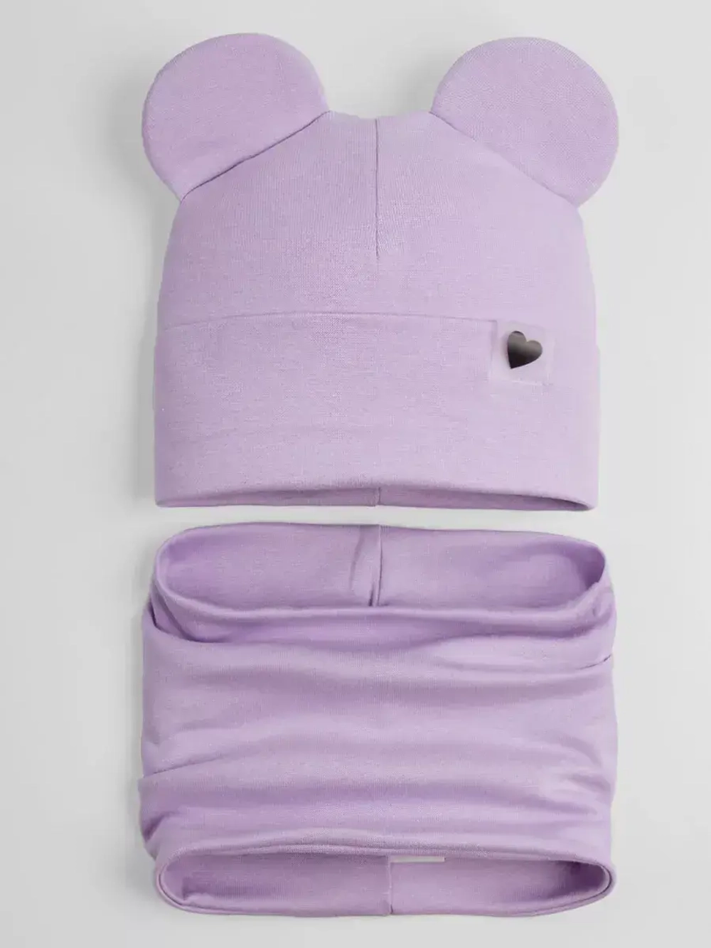 Шапка для девочки трикотажная и снуд