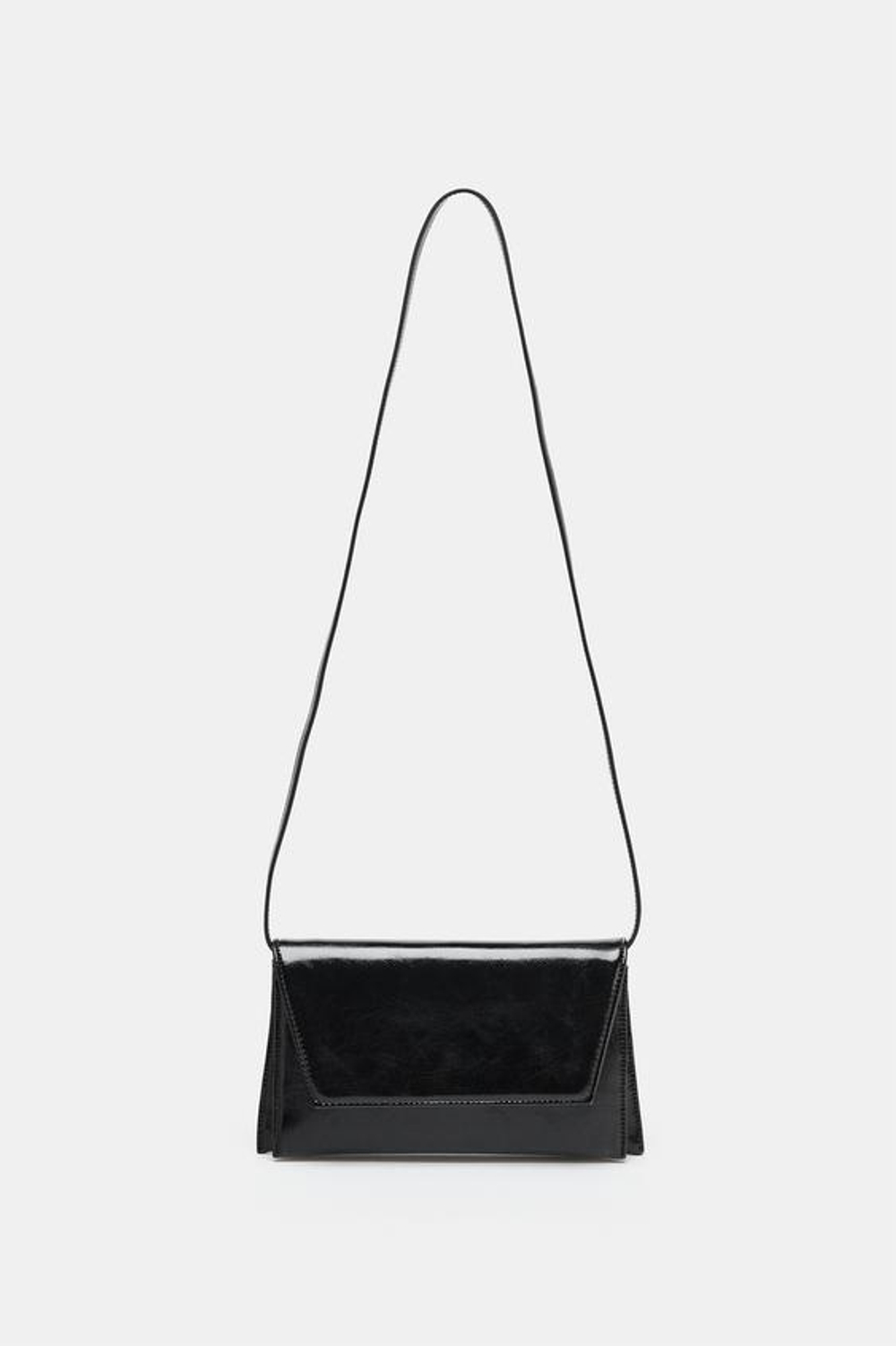 ZARA МИНИ-СУМКА С БЛЕСТЯЩЕЙ ОТДЕЛКОЙ, ЧЕРНЫЙ