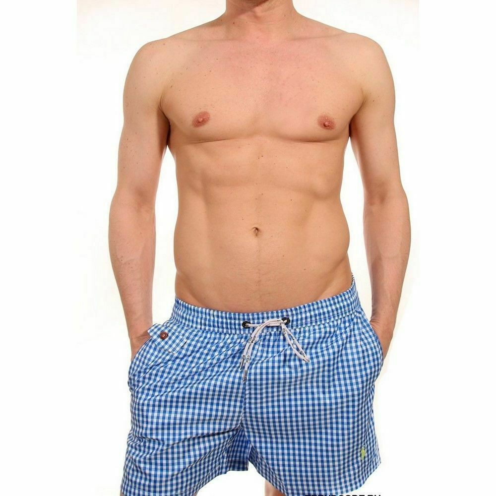 Мужские шорты голубые в клетку  POLO RALPH LAUREN 1604-2014-4