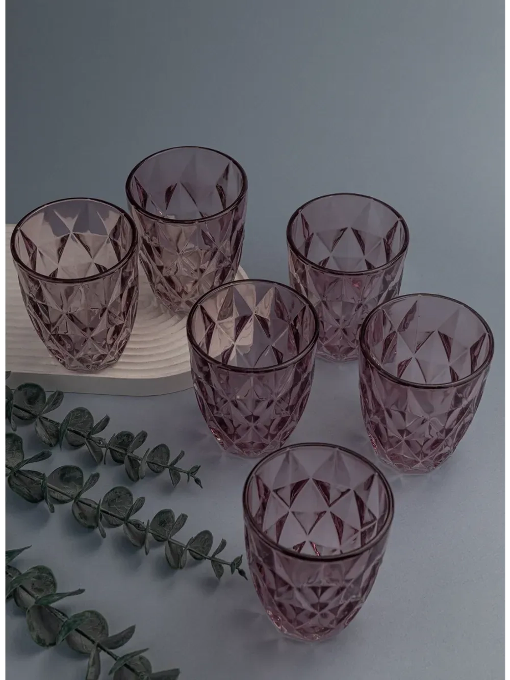 Набор стакан-тумблер для виски, 260 мл. 6 шт. Пурпурные