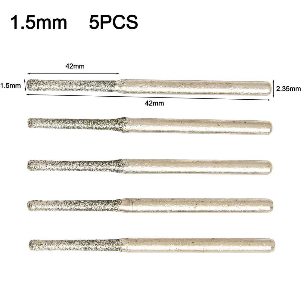 5 шт 0,8-2,5 мм алмазное покрытие сверла 2,35 мм хвостовик для стекла нефрит янтарное стекло