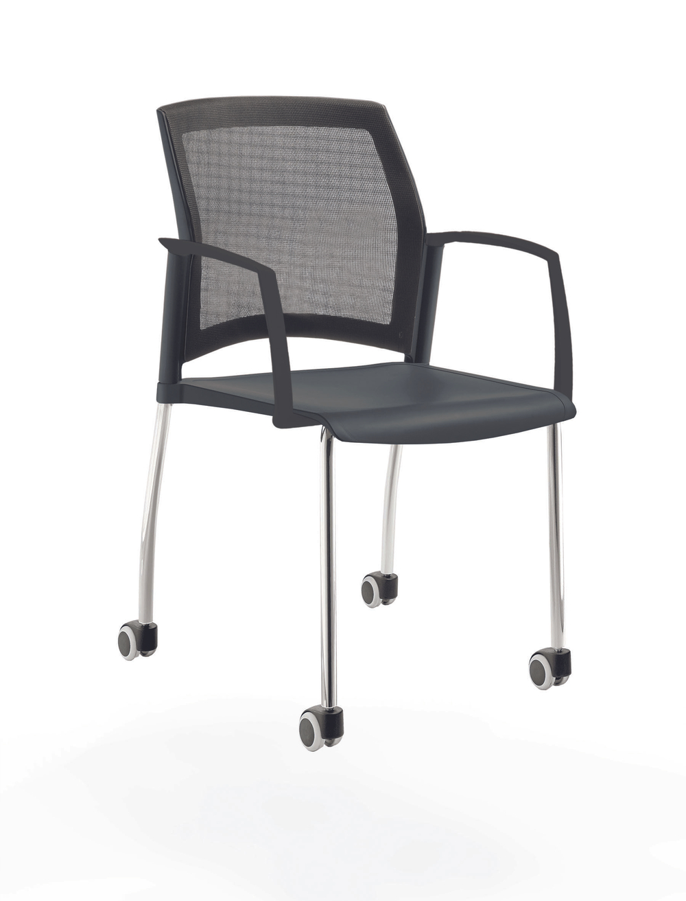 Rewind стул на 4 ногах и колесах со спинкой-сеткой