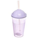 Стакан пластиковый 450мл «Свежесть» с трубочкой, цвета микс