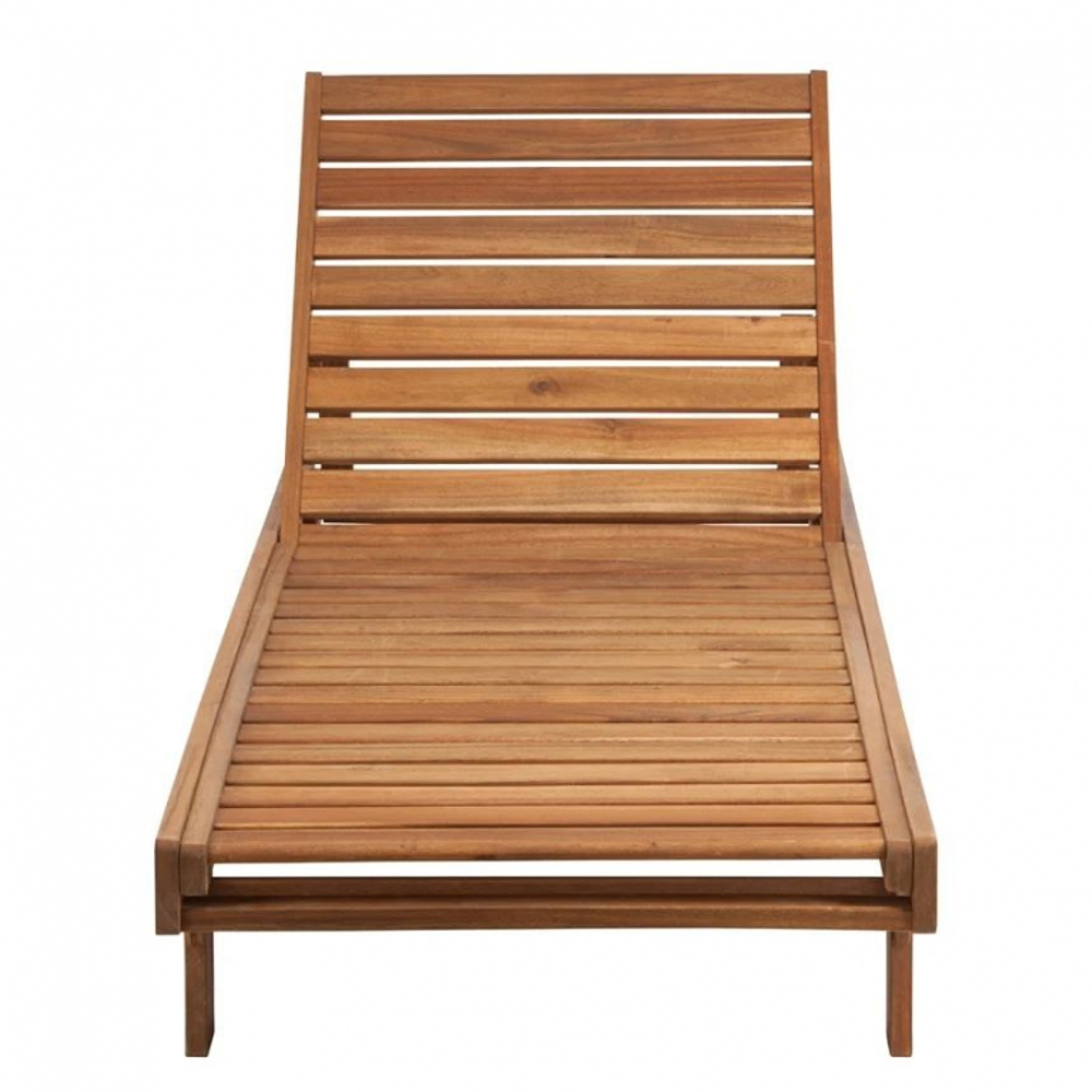 Шезлонг деревянный с матрасом Tagliamento Condao, натуральный, синий