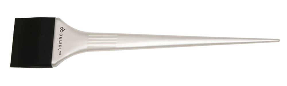Кисть-лопатка DEWAL для окрашивания корней силиконовая черная с белой ручкой узкая 44мм