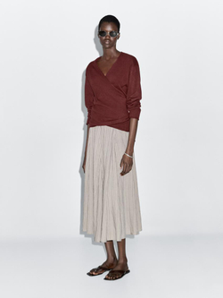 Massimo Dutti Двубортный кардиган из 100% шерсти, бордово-красный