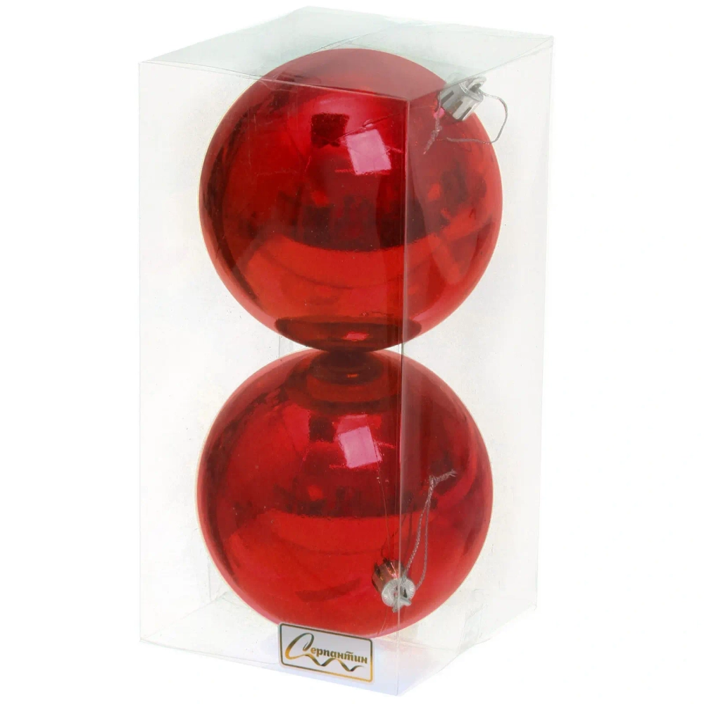 Новогодние шары 10 см (набор 2 шт) «Глянец», красный