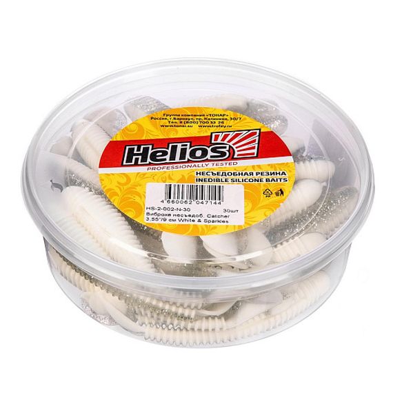 Виброхвост несъедоб. Catcher 3,55&#39;/9 см White &amp; Sparkles 30шт. (HS-2-002-N-30) Helios