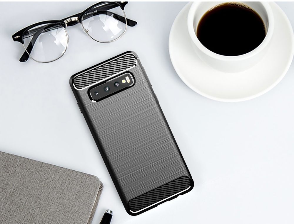 Чехол для Samsung Galaxy S 10 цвет Black (черный), серия Carbon от Caseport