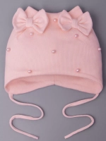 Шапка для девочки осенняя на завязках с бусинами