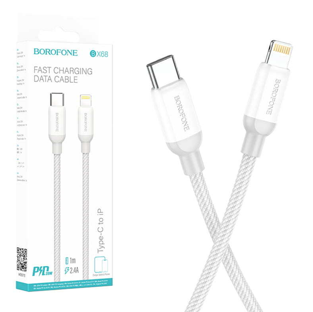 Кабель Lightning -TypeC BOROFONE BX68 PD 20W (серый) 1м