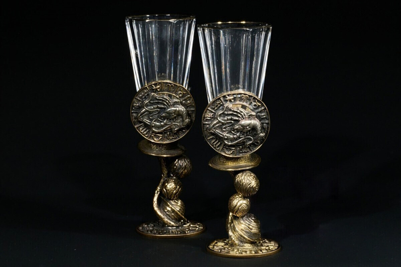 Набор лафитников для водки «Знаки Зодиака Рак» 2 шт. в подарочном футляре c художественным оформлением