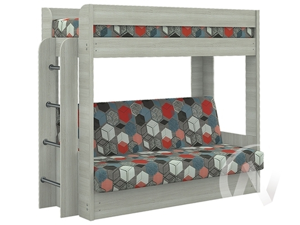 Диван-кровать двухъярусный КМ.009.01-016-00 (ясень шимо светлый/GEOMETRY SLATE 1 Вариант)