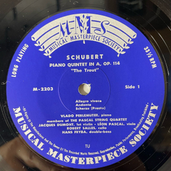 Винтажная виниловая пластинка LP Schubert Шуберт, Vlado Perlemuter, The Pascal String Quartet, Hans Fryba Piano Quintet In A, Op. 114 / Quartettsatz In C Minor (Англия 1963)
