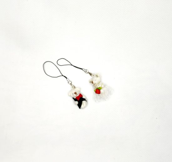 Свадебные игрушки-мишки "Пара жених и невеста", брелок-подвеска