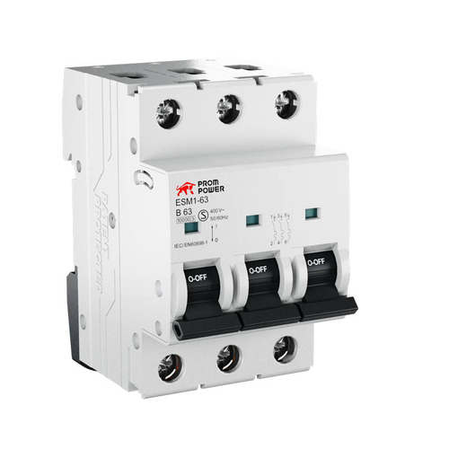 Автоматический выключатель ESM2-63/B16/3 (6kA), 16A, характеристика B, количество полюсов: 3P