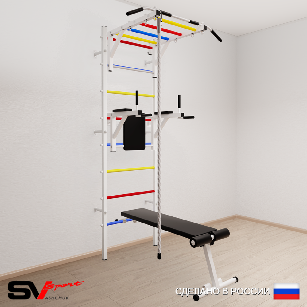 Шведская стенка Sv Sport усиленная 650 (Турник рукоход/Брусья/Скамья/Канат)