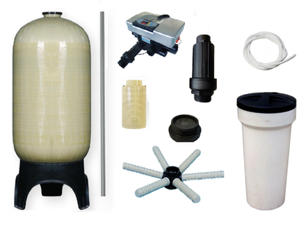 Комплект МоноКит : клапан с водосчетчиком RUNXIN F77A3, корпус фильтра 3072, солевой бак - Фильтр умягчения и *обежелезивания* воды