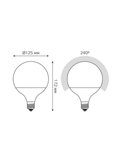 Лампа светодиодная Black 22Вт G125 шар 4100К нейтр. бел. E27 1900лм GAUSS 105102222