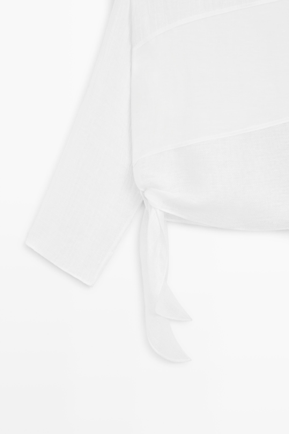 Massimo Dutti Рубашка из комбинированных материалов со льном, белый
