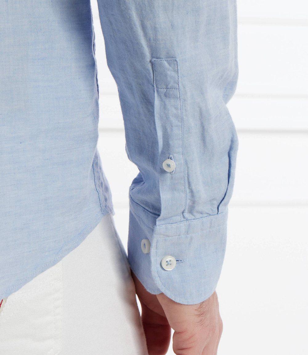 Льняная рубашка C-HAL-kent-C4-232 BOSS BLACK - голубой(50513661)