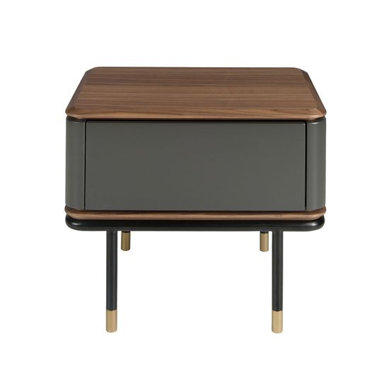 Прикроватная тумбочка 7170/CP2308H из темно-серого дерева с ореховым топом